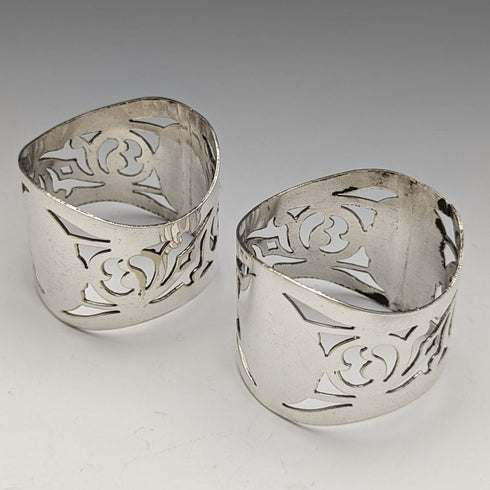British Vintage Silver Plated Napkin Ring Pair